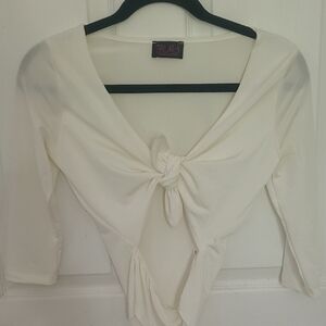 Cream Tie-Front Women's Top